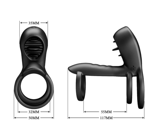 PRETTY LOVE - JAMMY PENIS SHEATH 12 VIBRATIONS WITH RECHARGEABLE SILICONE TONGUE