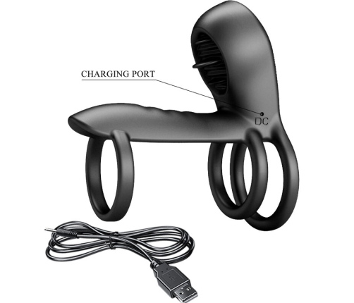 PRETTY LOVE - JAMMY PENIS SHEATH 12 VIBRATIONS WITH RECHARGEABLE SILICONE TONGUE