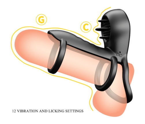 PRETTY LOVE - JAMMY PENIS SHEATH 12 VIBRATIONS WITH RECHARGEABLE SILICONE TONGUE