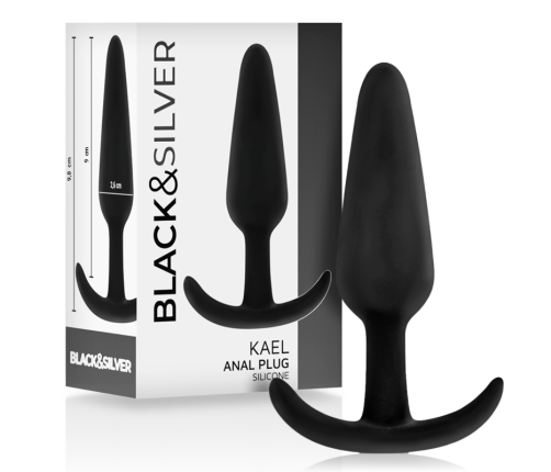 BLACK&SILVER - KAEL SILICONE ANAL PLUG WITH MEDIUM HANDLE
