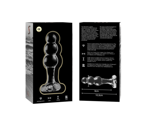NEBULA SERIES BY IBIZA - MODEL 1 ANAL PLUG BOROSILICATE GLASS CLEAR 10.5 CM -O- 3 CM