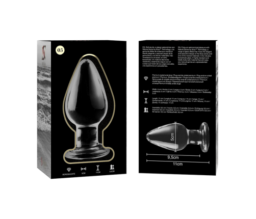 NEBULA SERIES BY IBIZA - MODEL 3 ANAL PLUG BOROSILICATE GLASS TRANSPARENT 11 CM -O- 5 CM