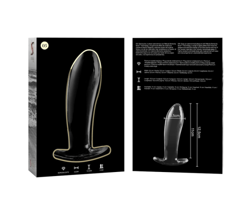 NEBULA SERIES BY IBIZA - MODEL 5 ANAL PLUG BOROSILICATE GLASS CLEAR 12.5 CM -O- 3.5 CM