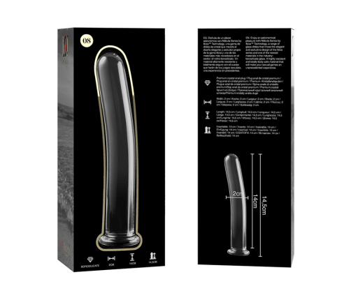NEBULA SERIES BY IBIZA - MODEL 8 DILDO BOROSILICATE GLASS CLEAR 14.5 CM -O- 2 CM