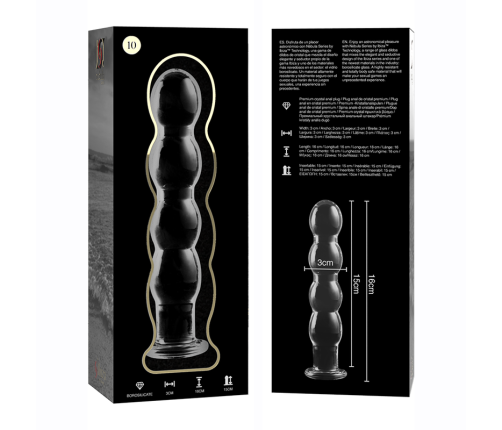NEBULA SERIES BY IBIZA - MODEL 10 DILDO BOROSILICATE GLASS CLEAR 16.5 CM -O- 3.5 CM