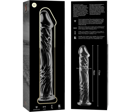 NEBULA SERIES BY IBIZA - MODEL 12 DILDO BOROSILICATE GLASS CLEAR 17 CM -O- 3.5 CM