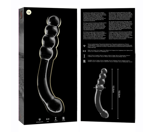 NEBULA SERIES BY IBIZA - MODEL 14 DILDO BOROSILICATE GLASS CLEAR 18.5 CM -O- 3 CM