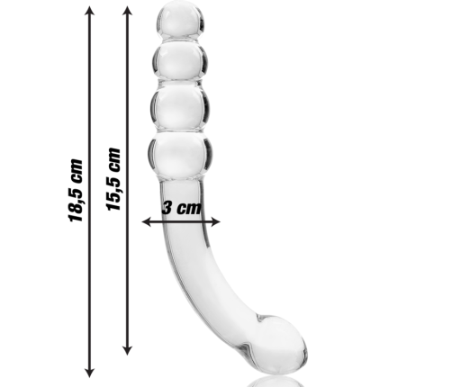 NEBULA SERIES BY IBIZA - MODEL 14 DILDO BOROSILICATE GLASS CLEAR 18.5 CM -O- 3 CM