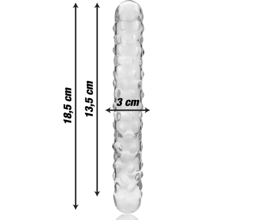 NEBULA SERIES BY IBIZA - MODEL 15 DILDO BOROSILICATE GLASS CLEAR 18.5 CM -O- 3 CM