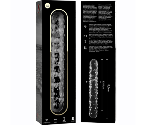 NEBULA SERIES BY IBIZA - MODEL 15 DILDO BOROSILICATE GLASS CLEAR 18.5 CM -O- 3 CM