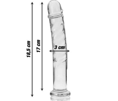 NEBULA SERIES BY IBIZA - MODEL 16 DILDO BOROSILICATE GLASS CLEAR 18.5 CM -O- 3 CM
