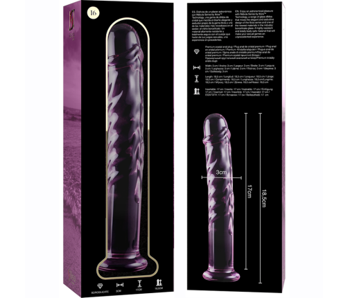 NEBULA SERIES BY IBIZA - MODEL 16 DILDO BOROSILICATE GLASS PINK 18.5 CM -O- 3 CM