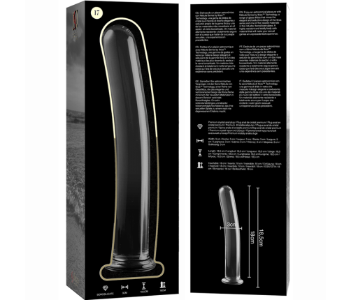 NEBULA SERIES BY IBIZA - MODEL 17 DILDO BOROSILICATE GLASS CLEAR 18.5 CM -O- 3 CM