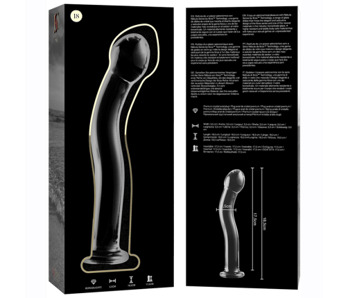 NEBULA SERIES BY IBIZA - MODEL 18 DILDO BOROSILICATE GLASS CLEAR 18.5 CM -O- 3.5 CM
