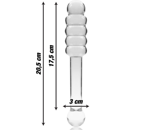 NEBULA SERIES BY IBIZA - MODEL 20 DILDO BOROSILICATE GLASS CLEAR 20.5 CM -O- 3 CM