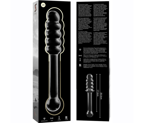NEBULA SERIES BY IBIZA - MODEL 20 DILDO BOROSILICATE GLASS CLEAR 20.5 CM -O- 3 CM