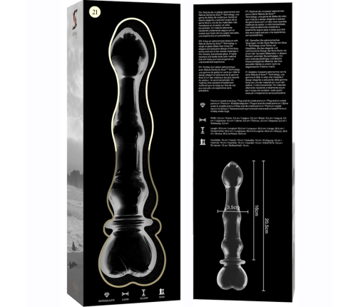 NEBULA SERIES BY IBIZA - MODEL 21 DILDO BOROSILICATE GLASS CLEAR 20.5 CM -O- 3.5 CM