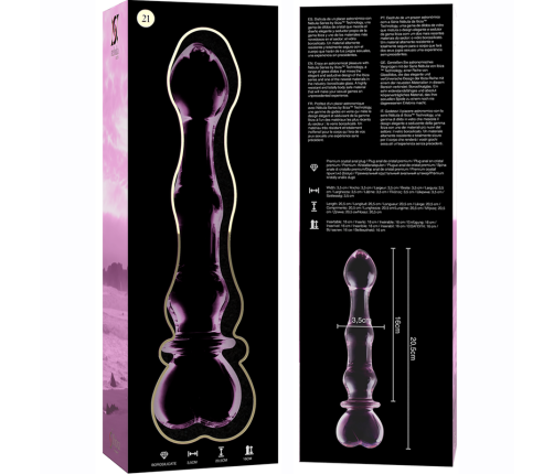 NEBULA SERIES BY IBIZA - MODEL 21 DILDO BOROSILICATE GLASS PINK 20.5 CM -O- 3.5 CM