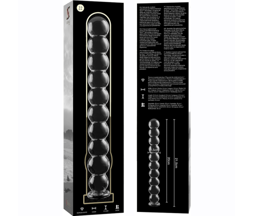 NEBULA SERIES BY IBIZA - MODEL 22 DILDO BOROSILICATE GLASS CLEAR 21.5 CM -O- 2.5 CM