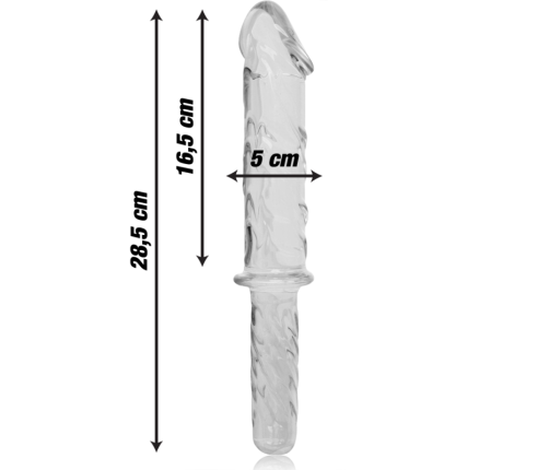 NEBULA SERIES BY IBIZA - MODEL 24 DILDO BOROSILICATE GLASS CLEAR 28.5 CM -O- 5 CM