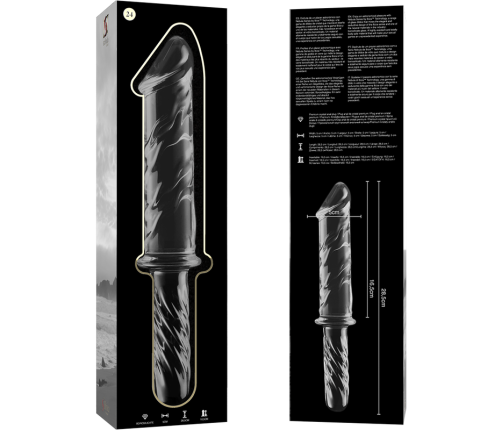 NEBULA SERIES BY IBIZA - MODEL 24 DILDO BOROSILICATE GLASS CLEAR 28.5 CM -O- 5 CM