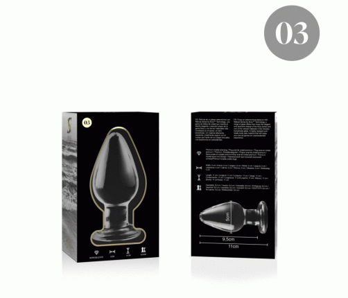 NEBULA SERIES BY IBIZA - MODEL 3 ANAL PLUG BOROSILICATE GLASS TRANSPARENT 11 CM -O- 5 CM