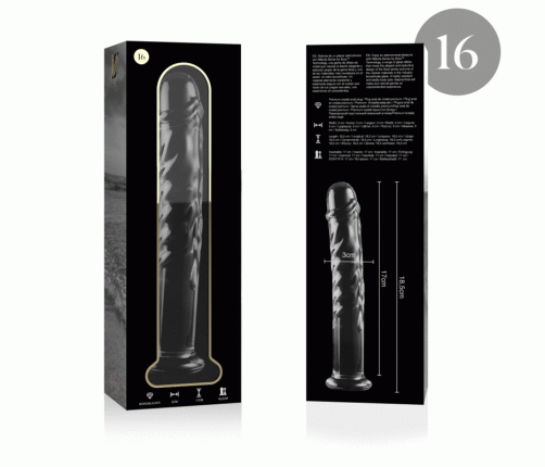 NEBULA SERIES BY IBIZA - MODEL 16 DILDO BOROSILICATE GLASS CLEAR 18.5 CM -O- 3 CM