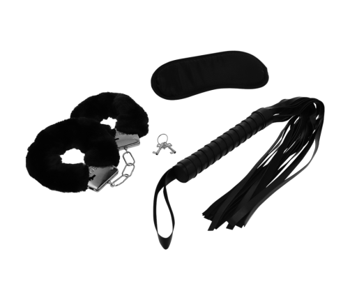 INTENSE - FETISH EROTIC PLAYSET 1 WITH HANDCUFFS, BLIND MASK AND FLOGGER