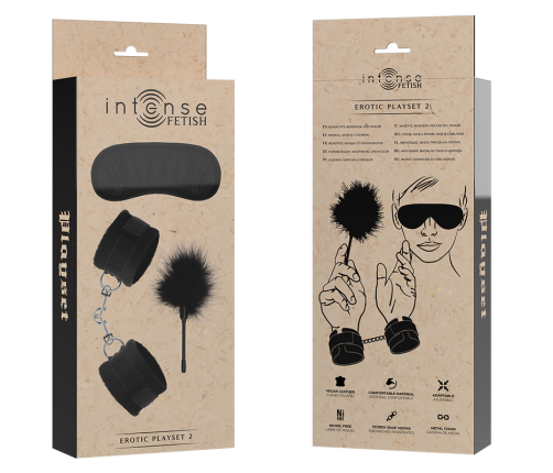 INTENSE - FETISH EROTIC PLAYSET 2 WITH HANDCUFFS, BLIND MASK AND TICKLER