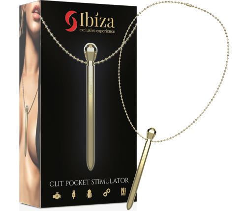 IBIZA - CLIT POCKET STIMULATOR NECKLACE USB CHARGER 12 VIBRATION MODES GOLDEN 12,2 X 1,5