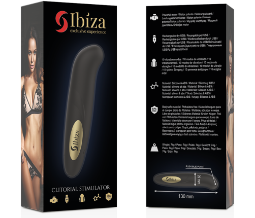 IBIZA - CLIT STIMULATOR USB CHARGER 10 VIBRATION MODES GOLDEN 13 X 2,9
