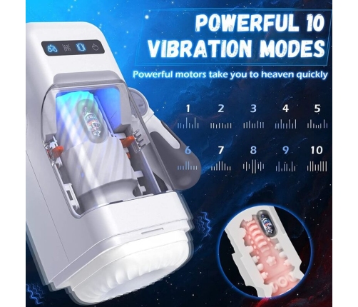 GAME CUP - THRUSTING VIBRATION MASTURBATOR WITH HEATING FUNCTION AND MOBILE SUPPORT - BLACK