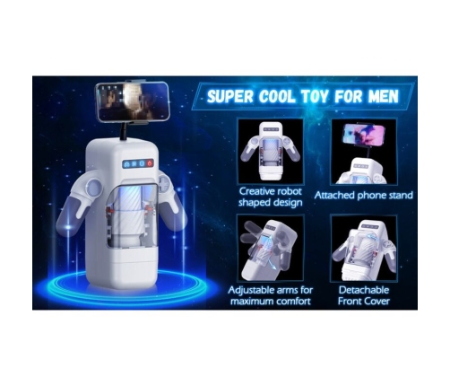 GAME CUP - THRUSTING VIBRATION MASTURBATOR WITH HEATING FUNCTION AND MOBILE SUPPORT - BLACK