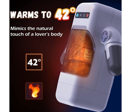 GAME CUP - THRUSTING VIBRATION MASTURBATOR WITH HEATING FUNCTION AND MOBILE SUPPORT - BLACK