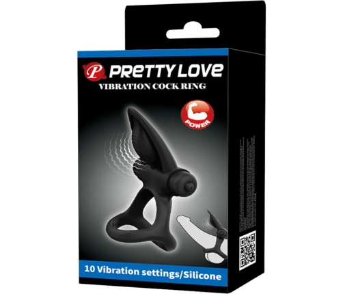 PRETTY LOVE - VIBRATING RING 10 VIBRATIONS BLACK SILICONE