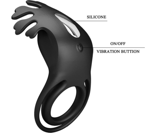 PRETTY LOVE - RUBEN VIBRATOR RING 7 VIBRATIONS BLACK SILICONE