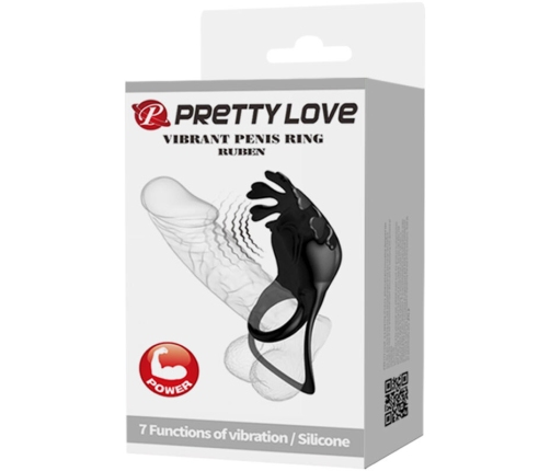 PRETTY LOVE - RUBEN VIBRATOR RING 7 VIBRATIONS BLACK SILICONE