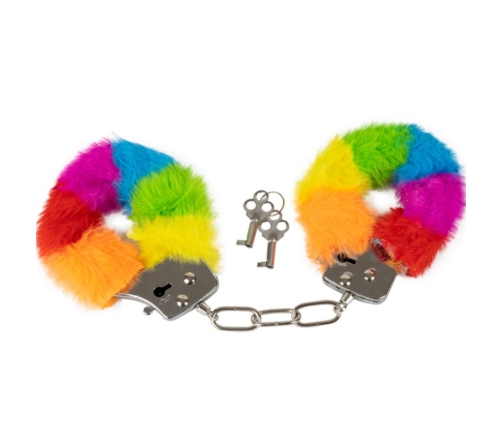 SPENCER & FLEETWOOD - RAINBOW LINED METAL HANDCUFFS