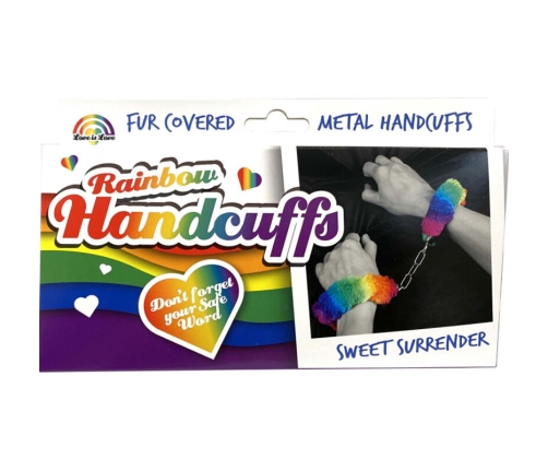 SPENCER & FLEETWOOD - RAINBOW LINED METAL HANDCUFFS