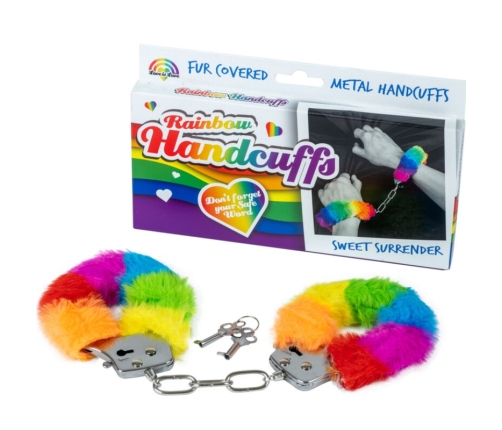 SPENCER & FLEETWOOD - RAINBOW LINED METAL HANDCUFFS