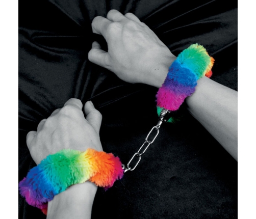 SPENCER & FLEETWOOD - RAINBOW LINED METAL HANDCUFFS