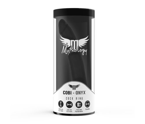 MYTHOLOGY - COBI ONYX ANAL DILDO WITH COCK AND TESTICLE RING 13 SILICONE CM