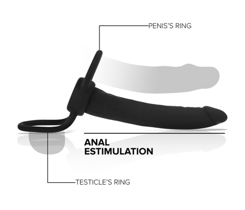 MYTHOLOGY - COBI ONYX ANAL DILDO WITH COCK AND TESTICLE RING 13 SILICONE CM