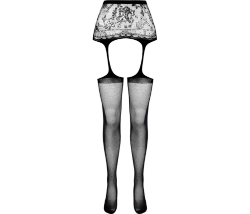 PASSION - S028 BLACK TIGHTS WITH GARTER ONE SIZE