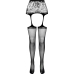 PASSION - S028 BLACK TIGHTS WITH GARTER ONE SIZE