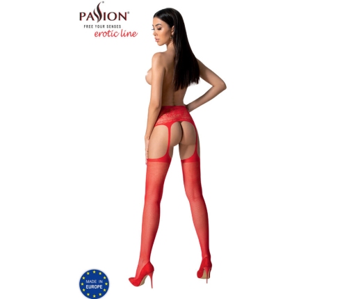 PASSION - S028 RED STOCKINGS WITH GARTER ONE SIZE