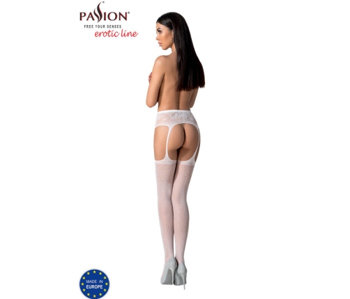 PASSION - S028 WHITE STOCKINGS WITH GARTER ONE SIZE