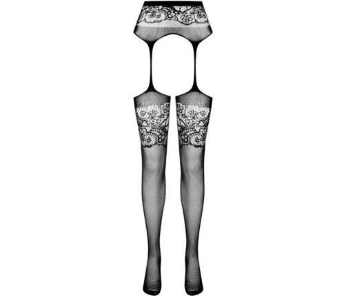 PASSION - S029 BLACK TIGHTS WITH GARTER ONE SIZE
