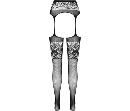 PASSION - S029 BLACK TIGHTS WITH GARTER ONE SIZE