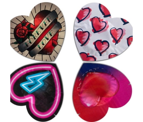 PASANTE - CONDOMS RED HEART SHAPE BAG 144 UNITS